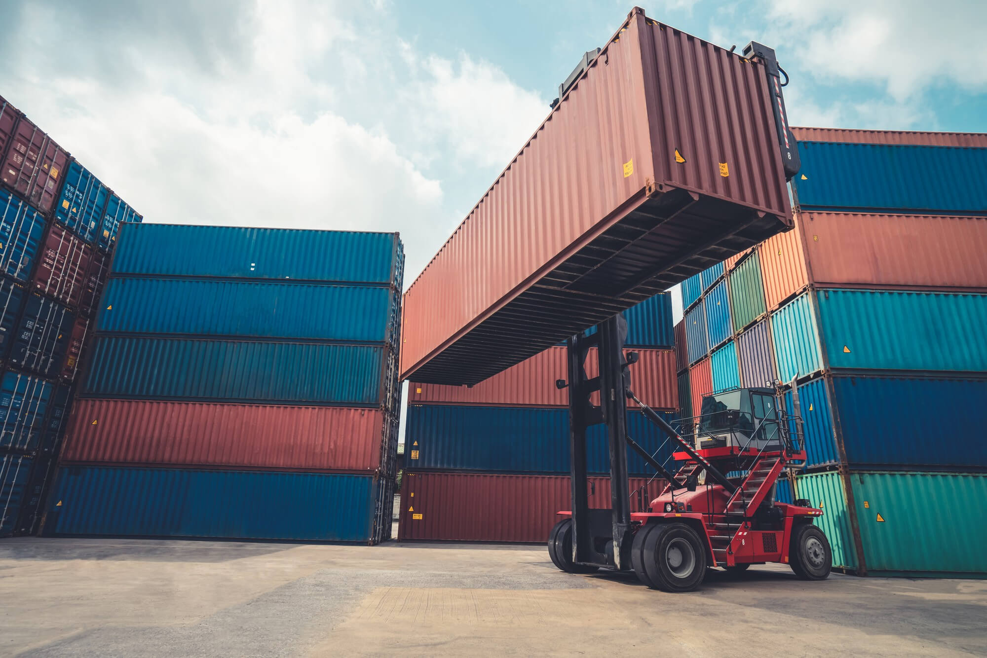 Container being moved